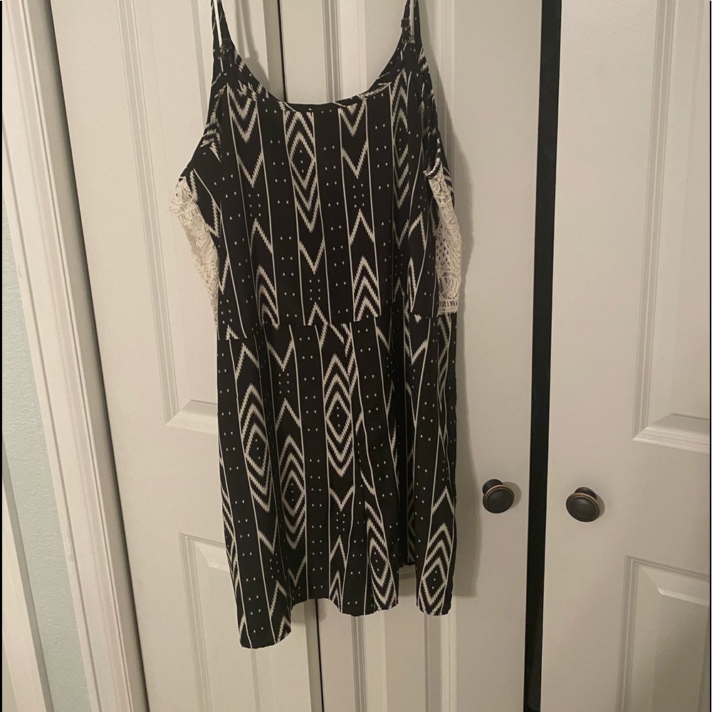 Black and cream romper